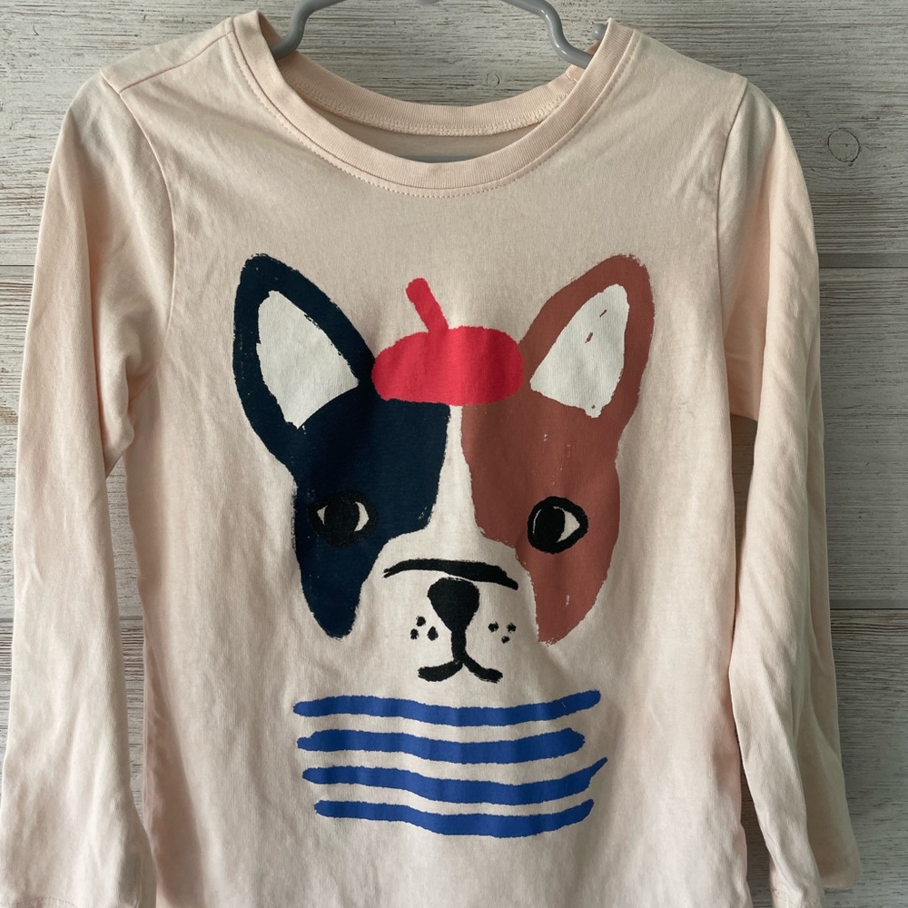Tea Collection Long Sleeve French Bulldog Shirt - Cream and Red